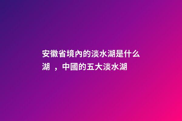 安徽省境內的淡水湖是什么湖，中國的五大淡水湖-第1張-觀點-玄機派